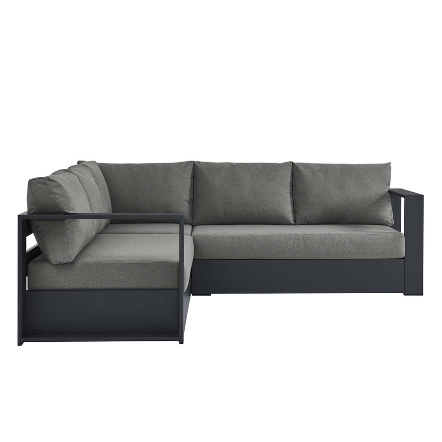 Aspen 3-Piece Outdoor Patio Powder-Coated Aluminum Sectional Sofa Set in Gray Charcoal