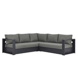 Aspen 3-Piece Outdoor Patio Powder-Coated Aluminum Sectional Sofa Set in Gray Charcoal
