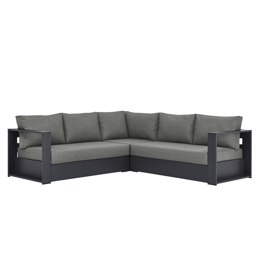 Aspen 3-Piece Outdoor Patio Powder-Coated Aluminum Sectional Sofa Set in Gray Charcoal