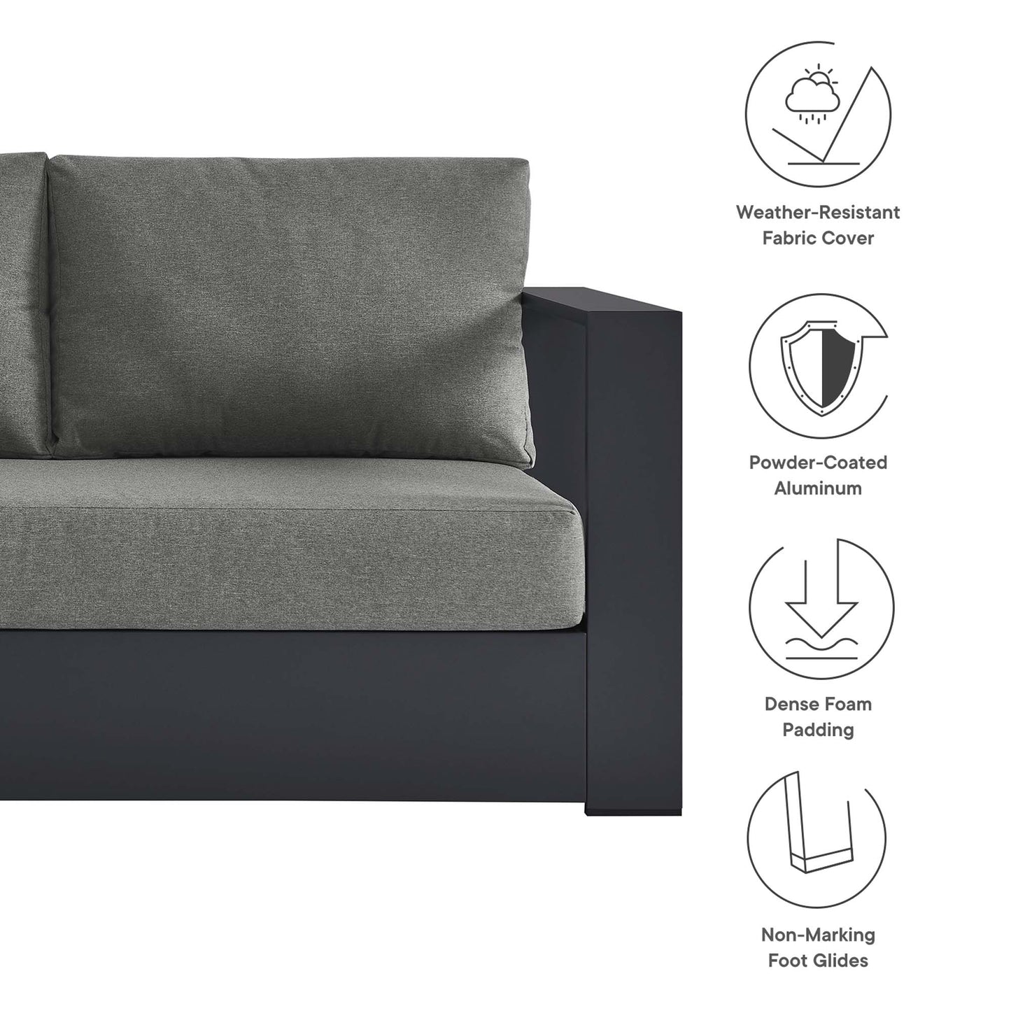 Tahoe 3-Piece Outdoor Patio Powder-Coated Aluminum Sectional Sofa Set by Furniture For America