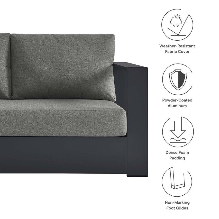 Aspen 3-Piece Outdoor Patio Powder-Coated Aluminum Sectional Sofa Set in Gray Charcoal