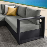 Aspen 3-Piece Outdoor Patio Powder-Coated Aluminum Sectional Sofa Set in Gray Charcoal