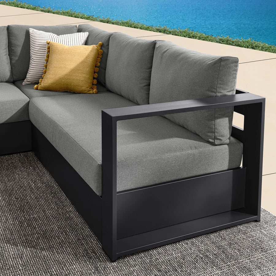 Aspen 3-Piece Outdoor Patio Powder-Coated Aluminum Sectional Sofa Set in Gray Charcoal