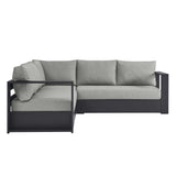 Aspen 3-Piece Outdoor Patio Powder-Coated Aluminum Sectional Sofa Set in Gray Gray