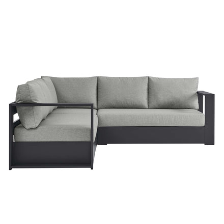 Tahoe 3-Piece Outdoor Patio Powder-Coated Aluminum Sectional Sofa Set in Gray Gray