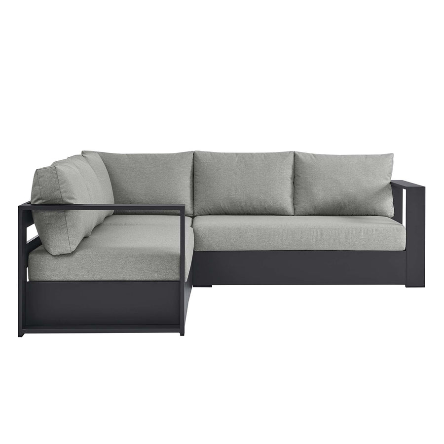 Aspen 3-Piece Outdoor Patio Powder-Coated Aluminum Sectional Sofa Set in Gray Gray