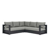 Aspen 3-Piece Outdoor Patio Powder-Coated Aluminum Sectional Sofa Set in Gray Gray