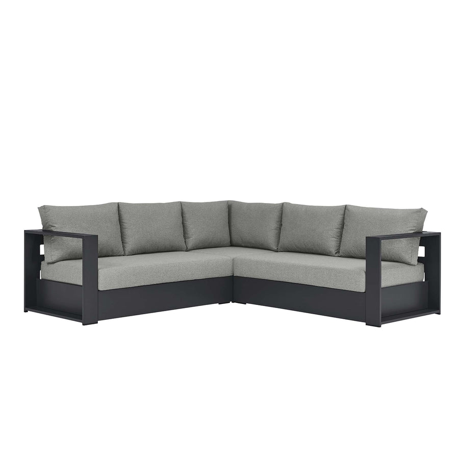 Aspen 3-Piece Outdoor Patio Powder-Coated Aluminum Sectional Sofa Set in Gray Gray