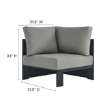 Aspen 3-Piece Outdoor Patio Powder-Coated Aluminum Sectional Sofa Set in Gray Gray