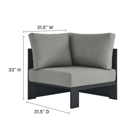 Tahoe 3-Piece Outdoor Patio Powder-Coated Aluminum Sectional Sofa Set in Gray Gray