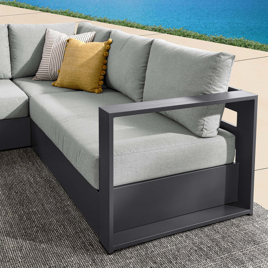 Aspen 3-Piece Outdoor Patio Powder-Coated Aluminum Sectional Sofa Set in Gray Gray