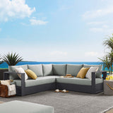 Aspen 3-Piece Outdoor Patio Powder-Coated Aluminum Sectional Sofa Set in Gray Gray
