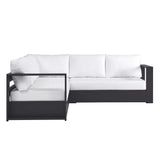 Aspen 3-Piece Outdoor Patio Powder-Coated Aluminum Sectional Sofa Set in Gray White