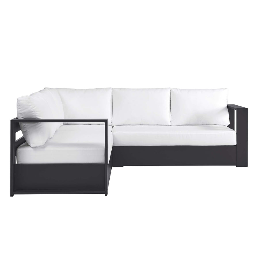 Aspen 3-Piece Outdoor Patio Powder-Coated Aluminum Sectional Sofa Set in Gray White