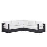 Aspen 3-Piece Outdoor Patio Powder-Coated Aluminum Sectional Sofa Set in Gray White