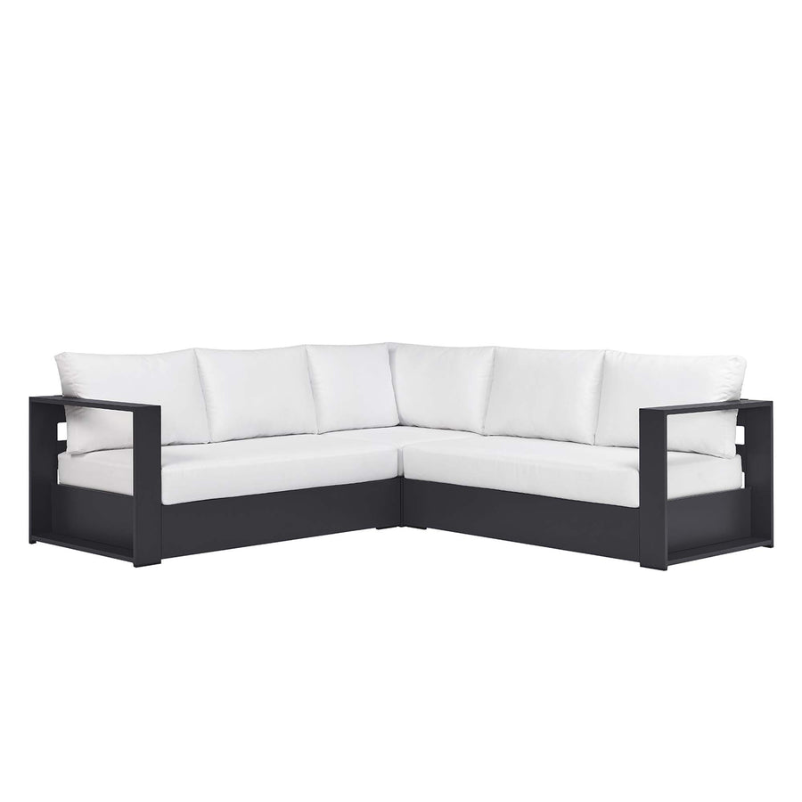 Aspen 3-Piece Outdoor Patio Powder-Coated Aluminum Sectional Sofa Set in Gray White