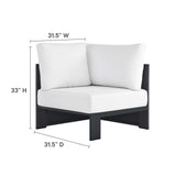Aspen 3-Piece Outdoor Patio Powder-Coated Aluminum Sectional Sofa Set in Gray White