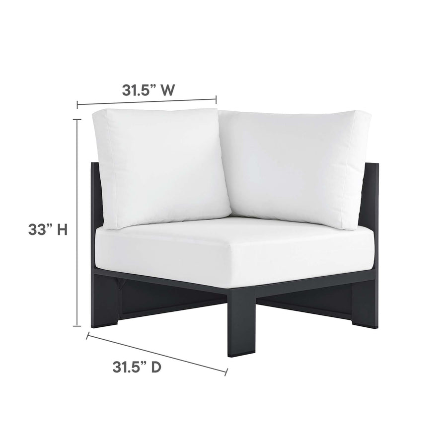 Aspen 3-Piece Outdoor Patio Powder-Coated Aluminum Sectional Sofa Set in Gray White