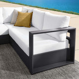 Aspen 3-Piece Outdoor Patio Powder-Coated Aluminum Sectional Sofa Set in Gray White