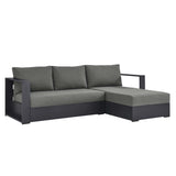 Aspen 2-Piece Outdoor Patio Powder-Coated Aluminum Right-Facing Chaise Sectional Sofa Set in Gray Charcoal