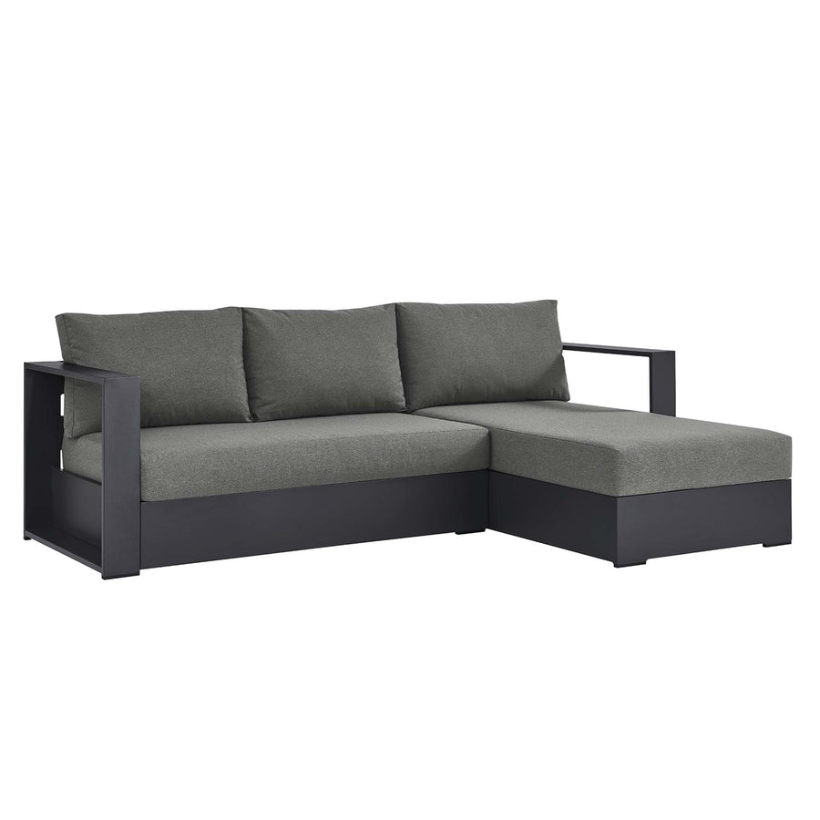 Aspen 2-Piece Outdoor Patio Powder-Coated Aluminum Right-Facing Chaise Sectional Sofa Set in Gray Charcoal