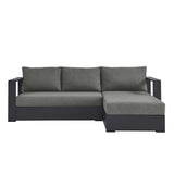 Aspen 2-Piece Outdoor Patio Powder-Coated Aluminum Right-Facing Chaise Sectional Sofa Set in Gray Charcoal
