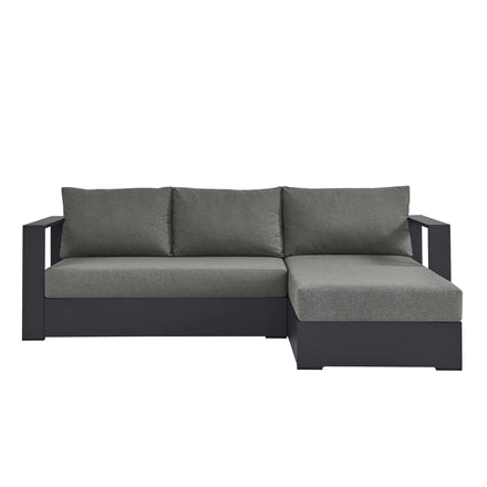 Tahoe 2-Piece Outdoor Patio Powder-Coated Aluminum Right-Facing Chaise Sectional Sofa Set in Gray Charcoal