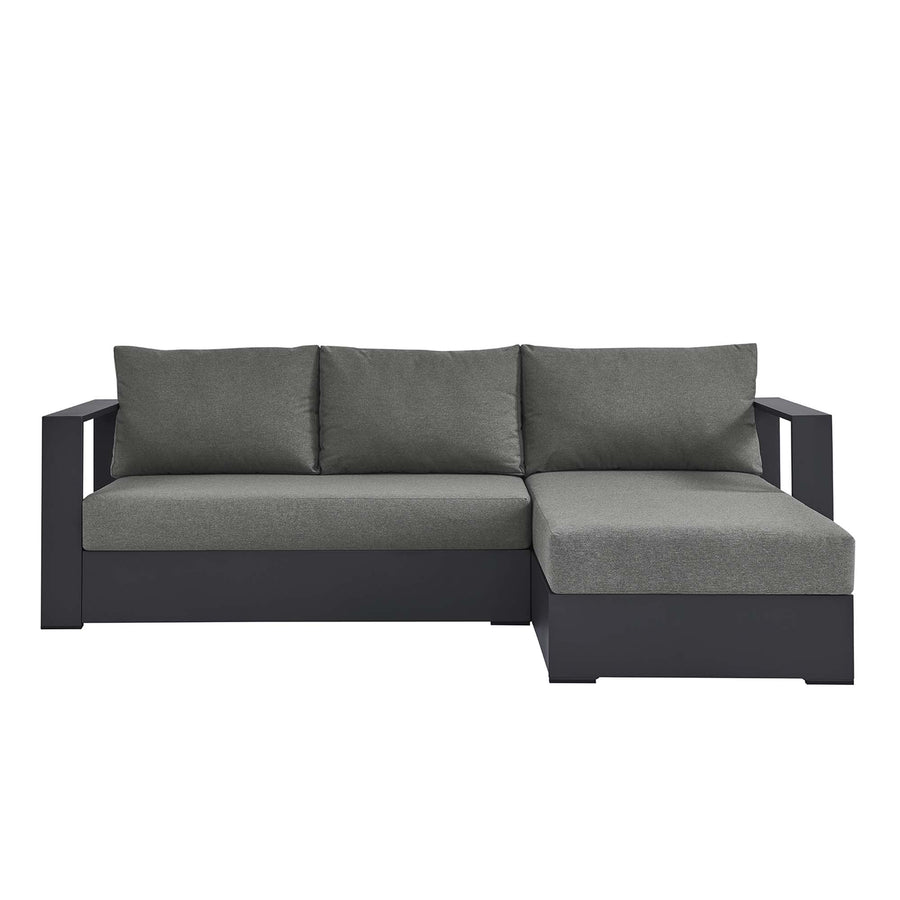 Aspen 2-Piece Outdoor Patio Powder-Coated Aluminum Right-Facing Chaise Sectional Sofa Set in Gray Charcoal