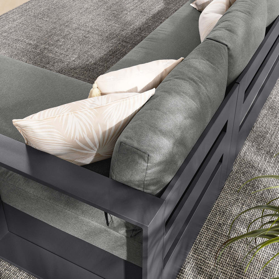 Aspen 2-Piece Outdoor Patio Powder-Coated Aluminum Right-Facing Chaise Sectional Sofa Set in Gray Charcoal