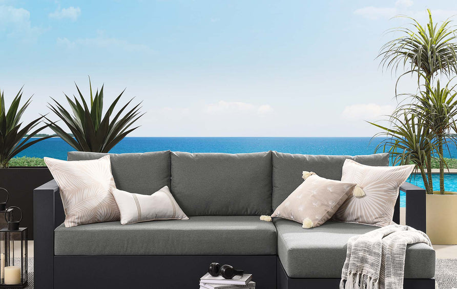 Aspen 2-Piece Outdoor Patio Powder-Coated Aluminum Right-Facing Chaise Sectional Sofa Set in Gray Charcoal