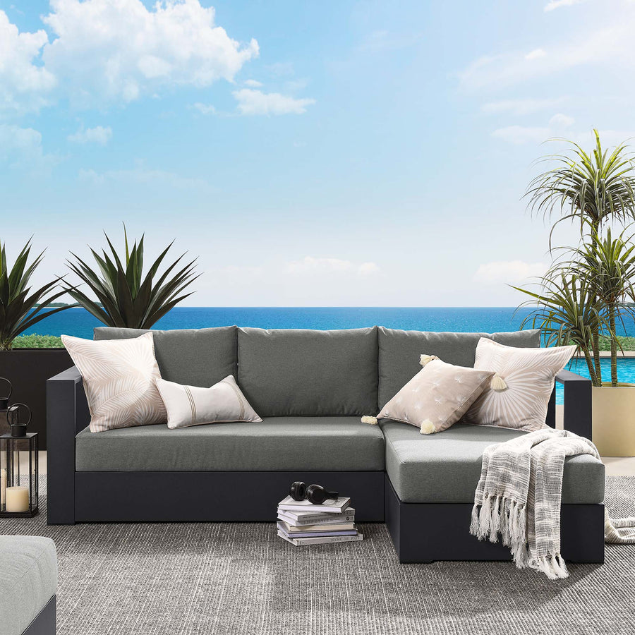 Aspen 2-Piece Outdoor Patio Powder-Coated Aluminum Right-Facing Chaise Sectional Sofa Set in Gray Charcoal