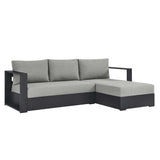 Aspen 2-Piece Outdoor Patio Powder-Coated Aluminum Right-Facing Chaise Sectional Sofa Set in Gray Gray
