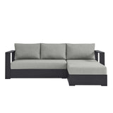 Aspen 2-Piece Outdoor Patio Powder-Coated Aluminum Right-Facing Chaise Sectional Sofa Set in Gray Gray