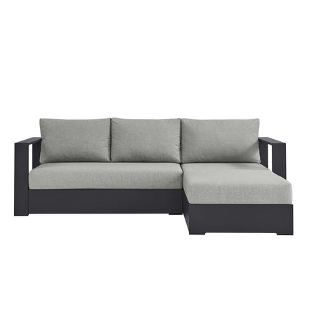 Tahoe 2-Piece Outdoor Patio Powder-Coated Aluminum Right-Facing Chaise Sectional Sofa Set in Gray Gray
