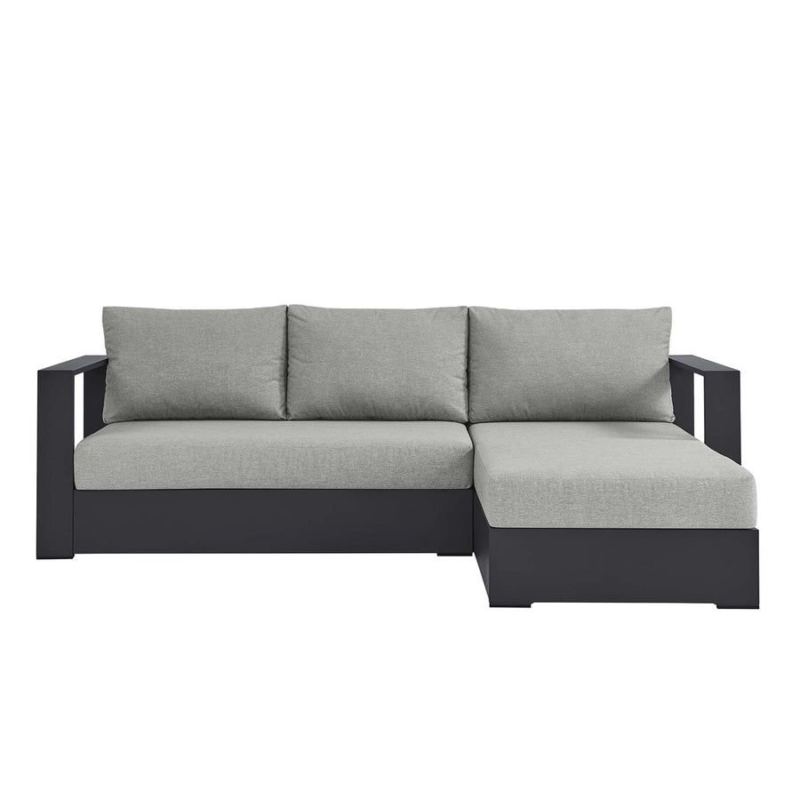 Aspen 2-Piece Outdoor Patio Powder-Coated Aluminum Right-Facing Chaise Sectional Sofa Set in Gray Gray