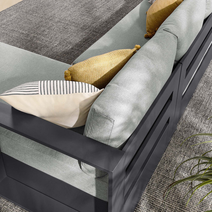 Aspen 2-Piece Outdoor Patio Powder-Coated Aluminum Right-Facing Chaise Sectional Sofa Set in Gray Gray
