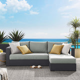 Aspen 2-Piece Outdoor Patio Powder-Coated Aluminum Right-Facing Chaise Sectional Sofa Set in Gray Gray