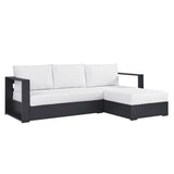 Aspen 2-Piece Outdoor Patio Powder-Coated Aluminum Right-Facing Chaise Sectional Sofa Set in Gray White