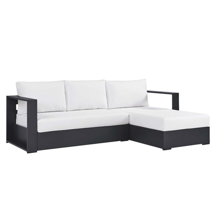 Tahoe 2-Piece Outdoor Patio Powder-Coated Aluminum Right-Facing Chaise Sectional Sofa Set in Gray White