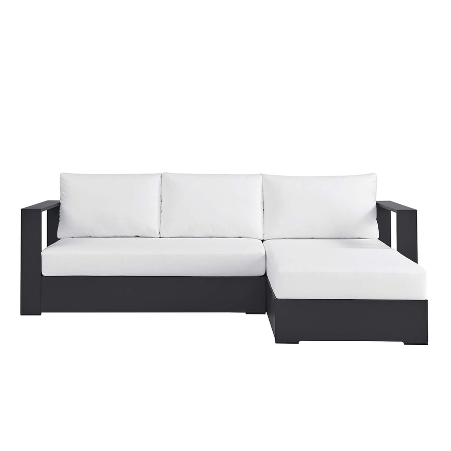 Aspen 2-Piece Outdoor Patio Powder-Coated Aluminum Right-Facing Chaise Sectional Sofa Set in Gray White