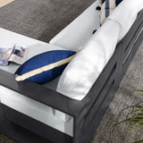 Aspen 2-Piece Outdoor Patio Powder-Coated Aluminum Right-Facing Chaise Sectional Sofa Set in Gray White