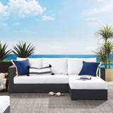 Aspen 2-Piece Outdoor Patio Powder-Coated Aluminum Right-Facing Chaise Sectional Sofa Set in Gray White