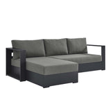 Aspen 2-Piece Outdoor Patio Powder-Coated Aluminum Left-Facing Chaise Sectional Sofa Set in Gray Charcoal