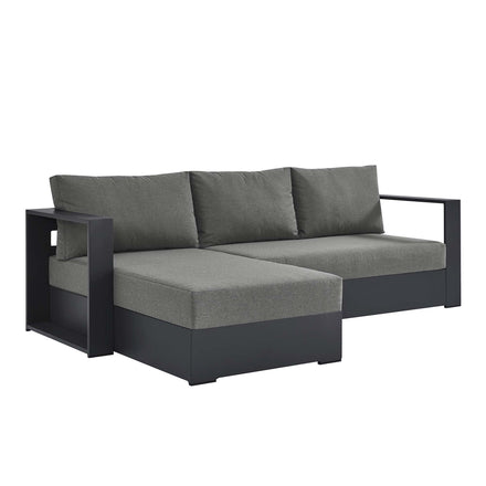 Tahoe 2-Piece Outdoor Patio Powder-Coated Aluminum Left-Facing Chaise Sectional Sofa Set in Gray Charcoal