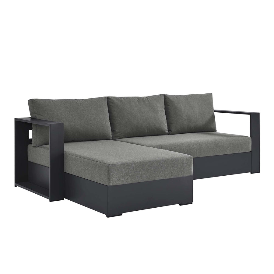 Aspen 2-Piece Outdoor Patio Powder-Coated Aluminum Left-Facing Chaise Sectional Sofa Set in Gray Charcoal