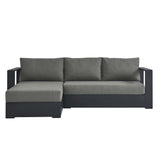 Aspen 2-Piece Outdoor Patio Powder-Coated Aluminum Left-Facing Chaise Sectional Sofa Set in Gray Charcoal