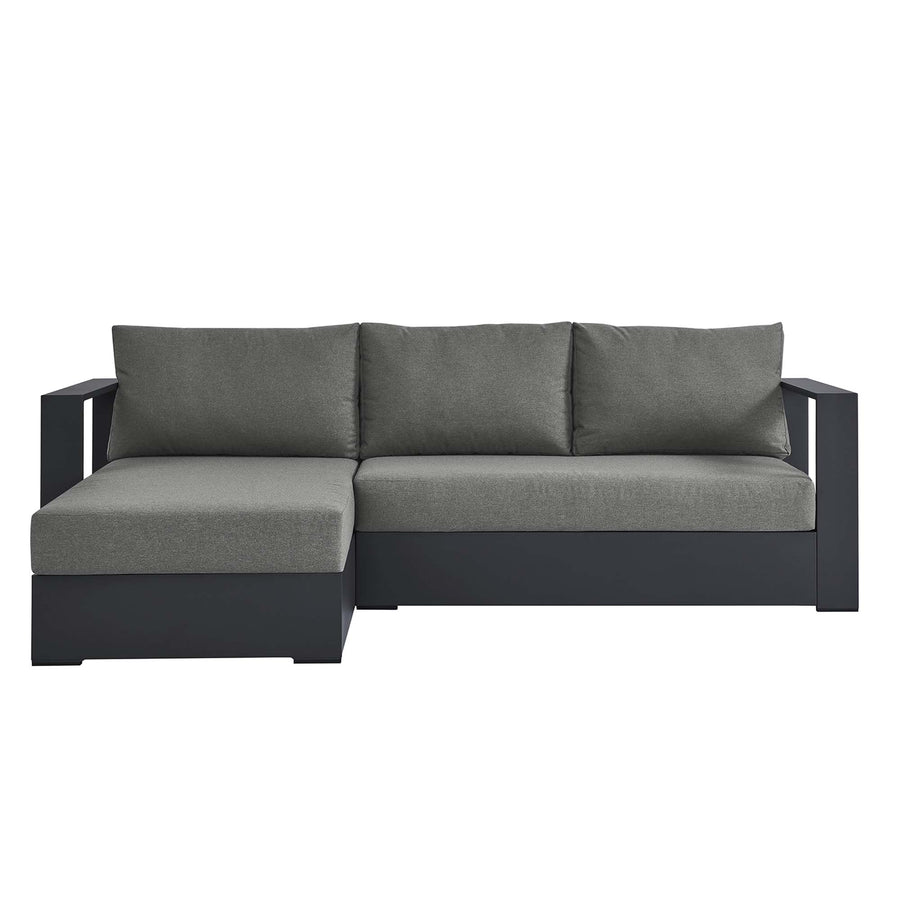 Aspen 2-Piece Outdoor Patio Powder-Coated Aluminum Left-Facing Chaise Sectional Sofa Set in Gray Charcoal