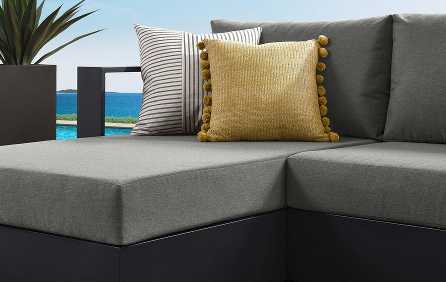 Aspen 2-Piece Outdoor Patio Powder-Coated Aluminum Left-Facing Chaise Sectional Sofa Set in Gray Charcoal