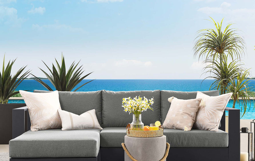 Aspen 2-Piece Outdoor Patio Powder-Coated Aluminum Left-Facing Chaise Sectional Sofa Set in Gray Charcoal