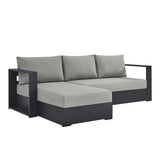 Aspen 2-Piece Outdoor Patio Powder-Coated Aluminum Left-Facing Chaise Sectional Sofa Set in Gray Gray
